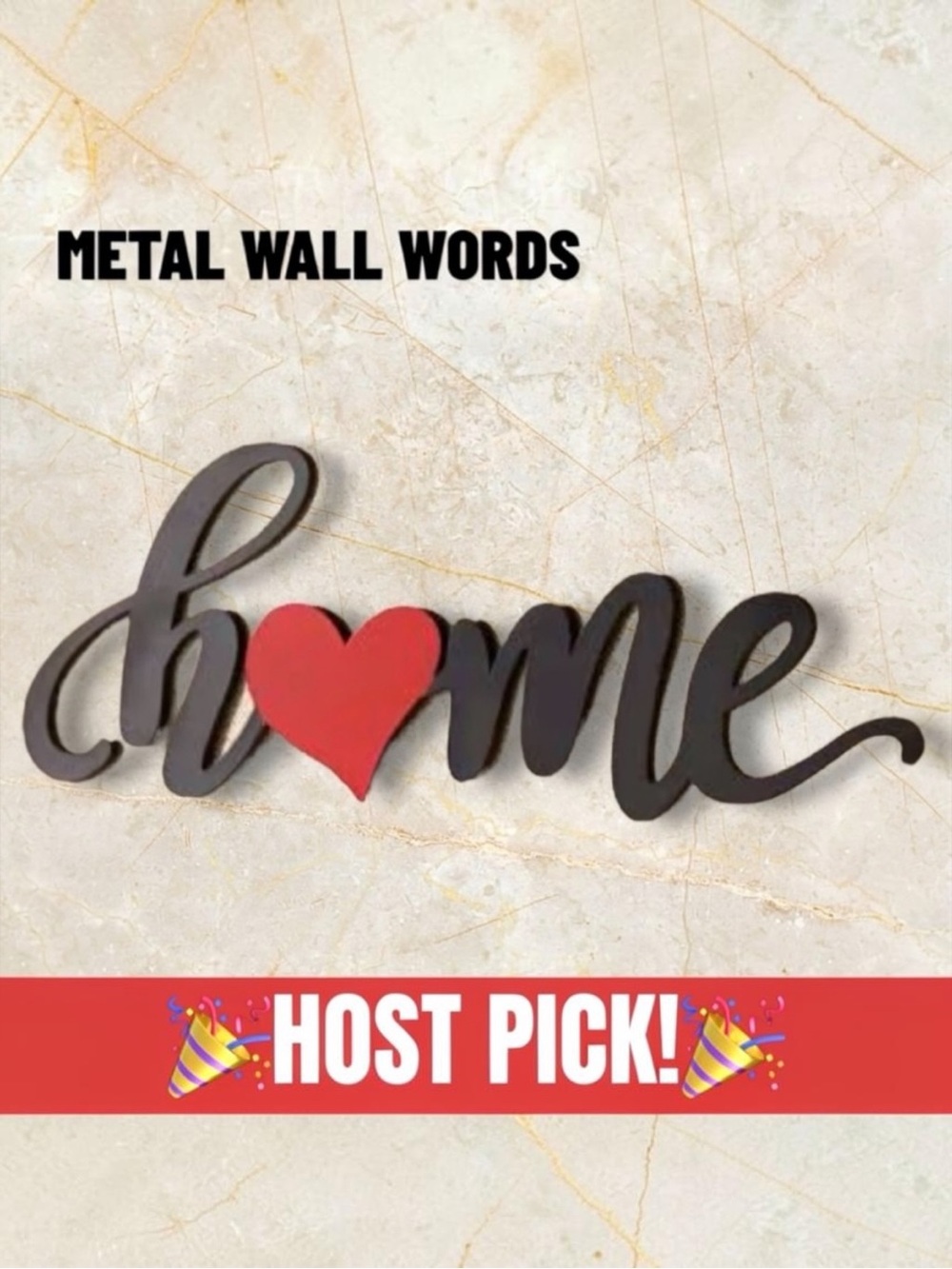 METAL WALL HANGING! CURSIVE “HOME” WITH THE LETTER O REPLACED WITH A HEART!